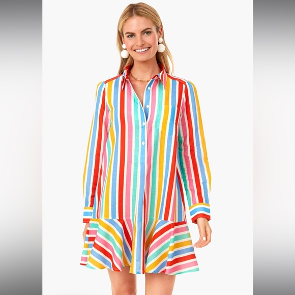 Tuckernuck Rainbow Stripe Callahan Shirt Dress Size Small - Picture 2 of 7